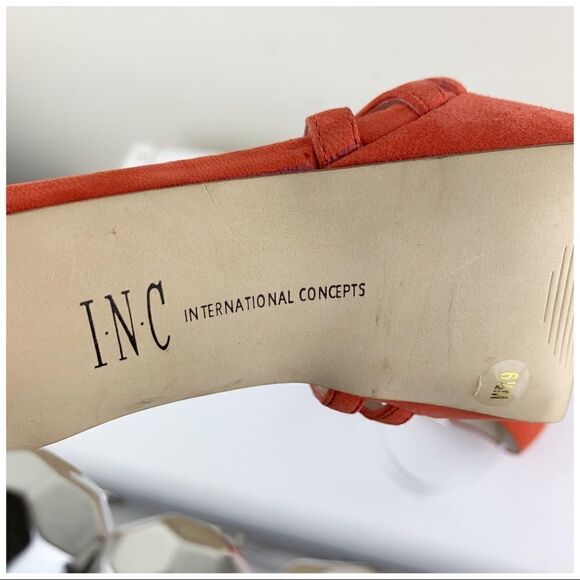 INC INTERNATIONAL CONCEPTS HEELS Orange Suede Shoe 6.5 - Picture 10 of 12